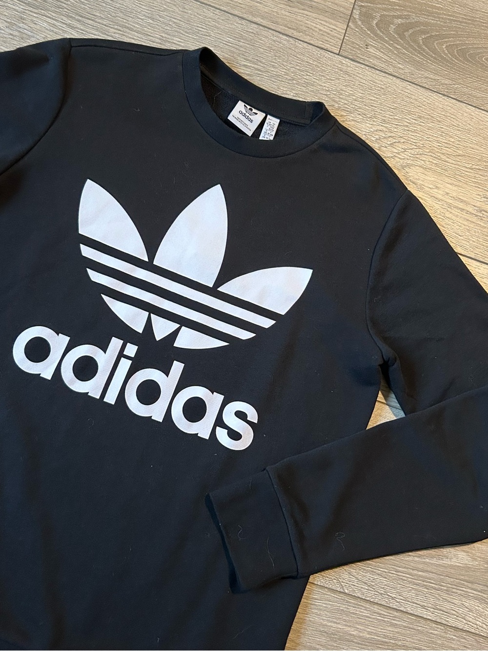 Adidas Trefoil Crewneck Sweatshirt Black Pullover Size XL New